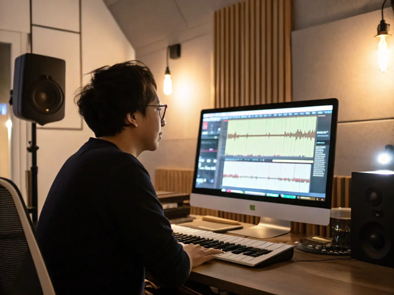 A video editor working on a computer, editing footage from an event to create a polished and professional final product.